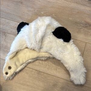 White and Black Panda Ear Hat Plush Accessory